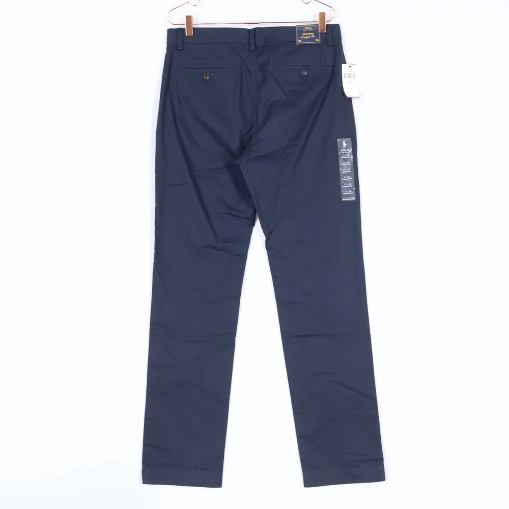Polo Ralph Lauren Bedford Chino Pants Mens 32x34 Blue Straight Stretch $125 NWD